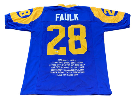 Marshall Faulk Beckett Witnessed St. Louis Rams Signed Jersey