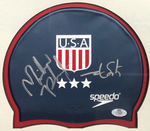 Mark Spitz & Michael Phelps Autographed Speedo Swimming Cap Shadowbox