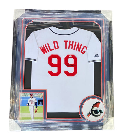 Charlie Sheen "Major League" Rick "The Wild Thing" Vaughn Framed Jersey - White