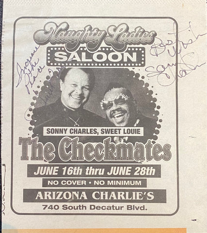 Sonny Charles & Marvin "Sweet Louie" Smith The Checkmates Signed Newspaper Clipping