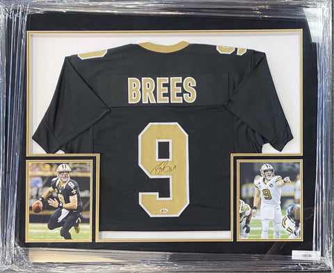 Drew Brees New Orleans Saints Autographed Framed Jersey - Black
