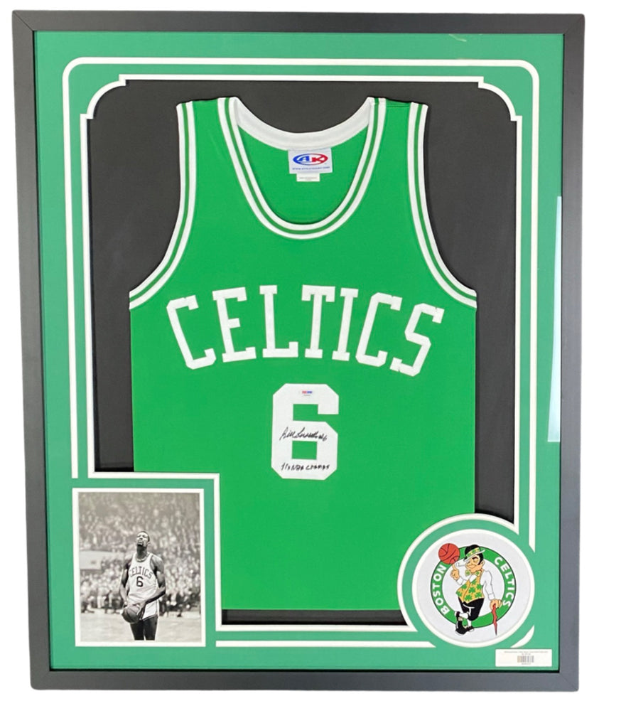 Autographed/Signed Bill Russell Boston Green Basketball Jersey
