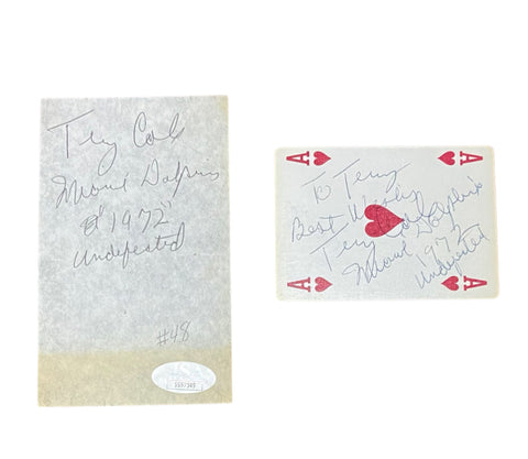 Terry Cole Miami Dolphins Signed Ace Of Hearts/Flashcard (sold as a set) JSA COA