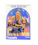 1989 Alex English Denver Nuggets Autographed NBA Hoops Trading Card