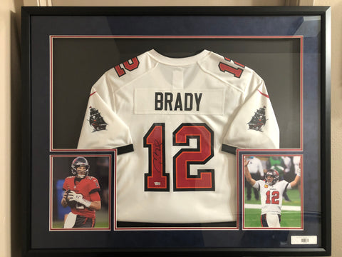 Tom Brady Tampa Bay Buccaneers Signed Framed Jersey - White