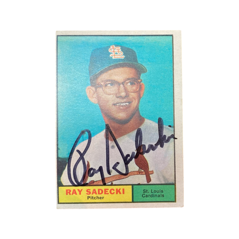 Ray Sadecki 1961 Topps Baseball Autographed Card