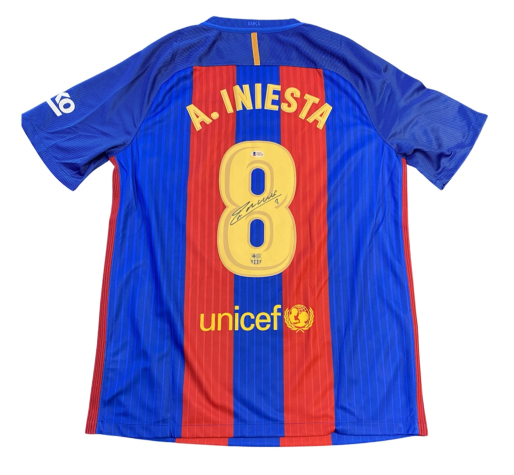 Andres Iniesta FC Barcelona Autographed Jersey Blue All In Autographs