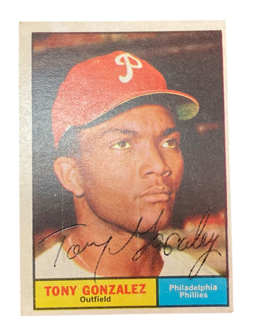 Tony Gonzalez 1961 Topps Baseball Autographed Card