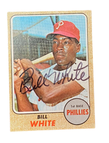 Bill White 1968 Topps Baseball Autographed Card