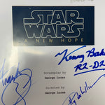 Star Wars "A New Hope" - Cast signed script cover page: Frank Oz, Kenny Baker, Julian Glover, Peter Mayhew, Ian McDiarmid, Billy Dee William