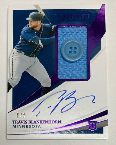 2021 Travis Blankenhorn Panini Immaculate Collection Autograph Jersey w/button 5/8 #153