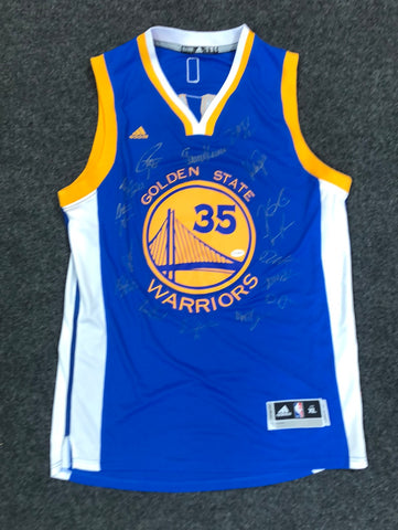 Kevin Durant Golden State Warriors 2016-17 NBA Championship Team Signed Jersey - Blue