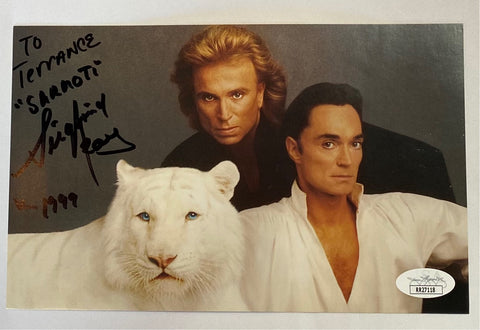Siegfried and Roy Signed 4x8 photo Inscribed “To Terrance..”