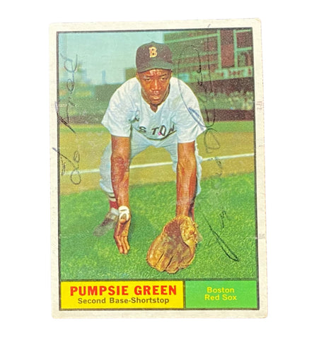 Pumpsie Green 1961 Topps Boston Red Sox Autographed Trading Card