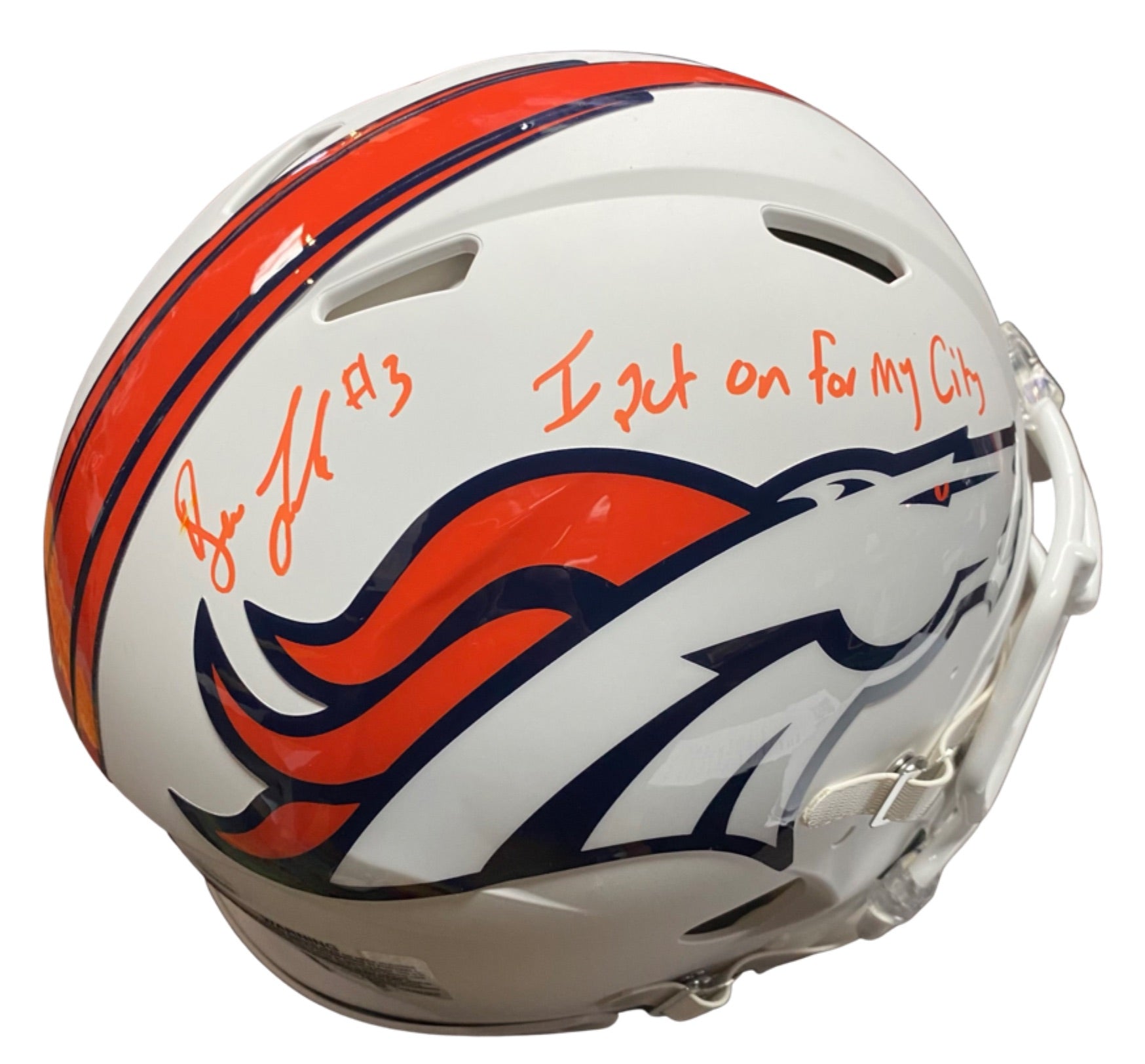 Drew Lock Signed Denver Broncos Full-Size Authentic On-Field Matte White  Speed Helmet Inscribed “I Put On For My City” JSA – All In Autographs