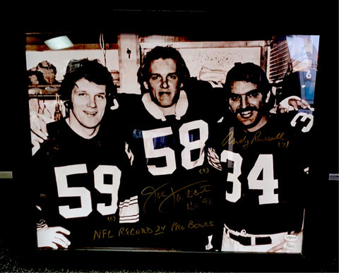 Jack Ham, Jack Lambert, Andy Russell Pittsburgh Steelers Signed Framed Photo