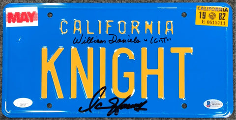 David Hasselhoff & William Daniels Signed License Plate - "Knight”