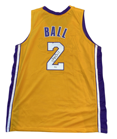 Lonzo Ball Los Angeles Lakers Signed Jersey - Yellow Beckett COA