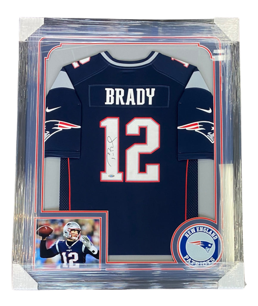 Tom Brady New England Patriots Framed Signed Jersey - Blue – All