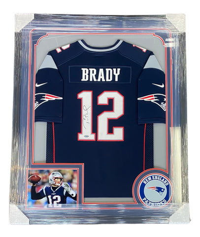 Tom Brady New England Patriots Framed Signed Jersey - Blue