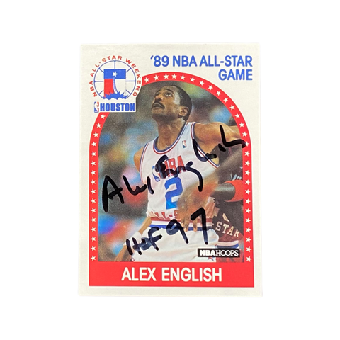 1989 Hoops Alex English Autographed Card