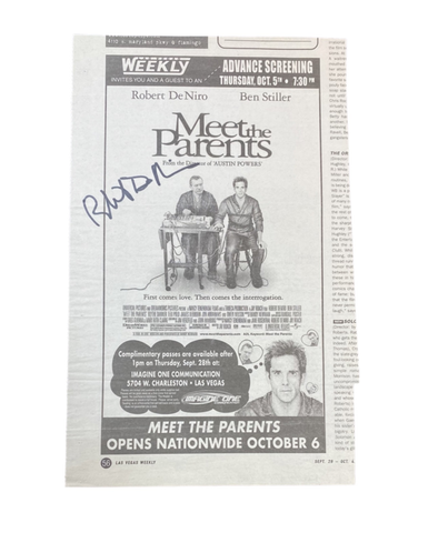 Robert DeNiro "Meet the Parents" Signed Newspaper Ad