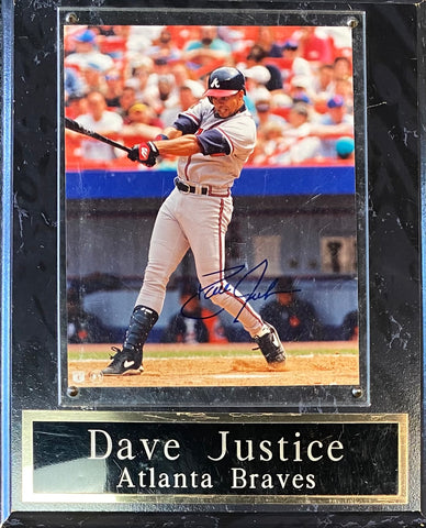 Dave Justice Atlanta Braves Autographed Photo Plaque