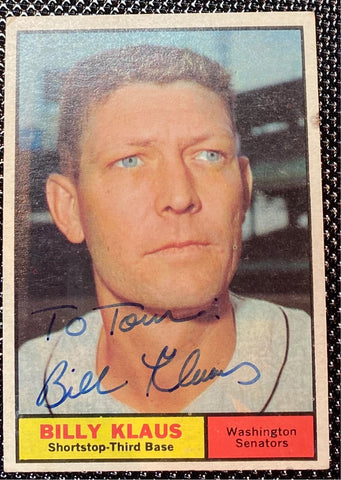 Billy Klaus 1961 Topps Baseball Autographed Card
