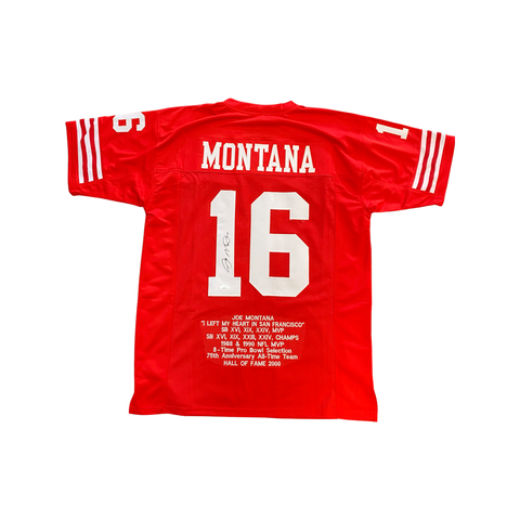 Joe Montana San Francisco 49ers Signed Jersey - Red - JSA COA
