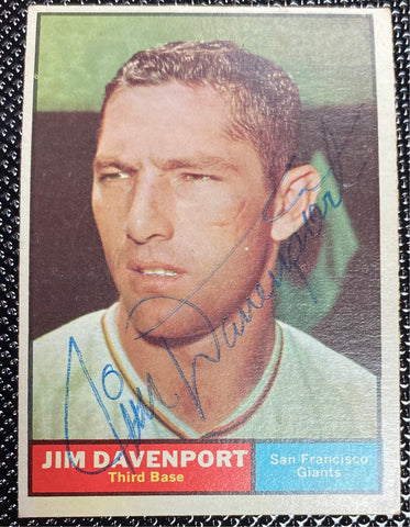 Jim Davenport 1961 Topps Baseball Autographed Card