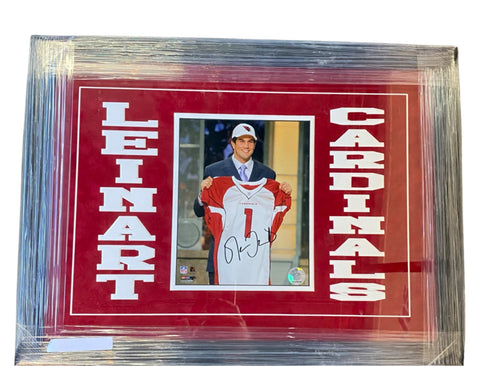 Matt Leinart Signed Photo Holding and Signing Jersey Framed 18x 24