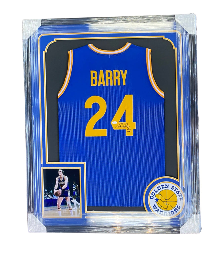 Rick Barry Golden State Warriors Autographed Framed Jersey Inscribed “HOF  1987” JSA – All In Autographs