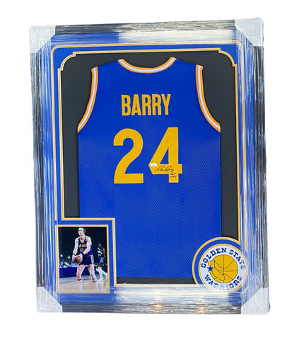 Rick Barry Golden State Warriors Autographed Framed Jersey Inscribed “HOF 1987” JSA
